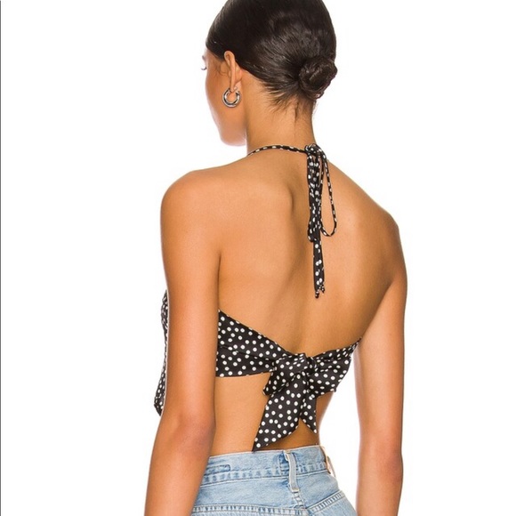 NEW Lovers + Friends Harper Top Black Polka Dot XS - Picture 4 of 6